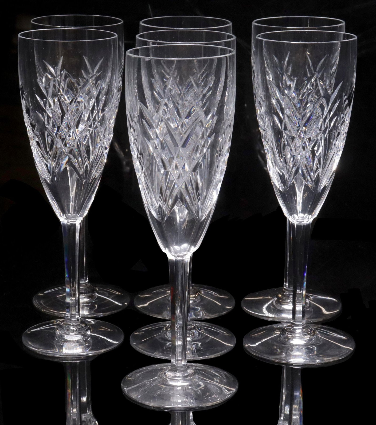 (7) FRENCH BACCARAT "AUVERGNE PERIGOLD" CUT CRYSTAL FLUTED CHAMPAGNE GLASSES (1 of 3)