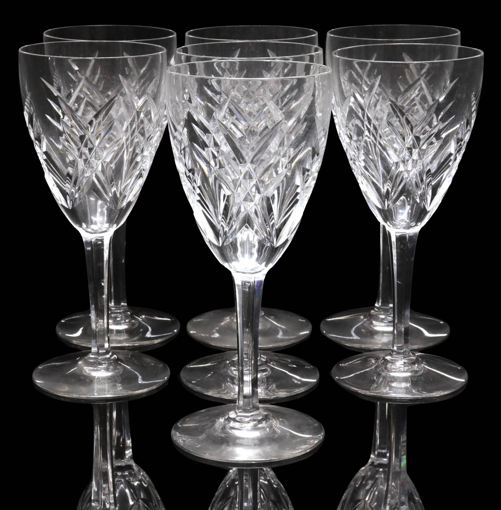 (7) FRENCH BACCARAT "AUVERGNE PERIGOLD" CUT CRYSTAL CLARET WINE GLASSES (1 of 3)
