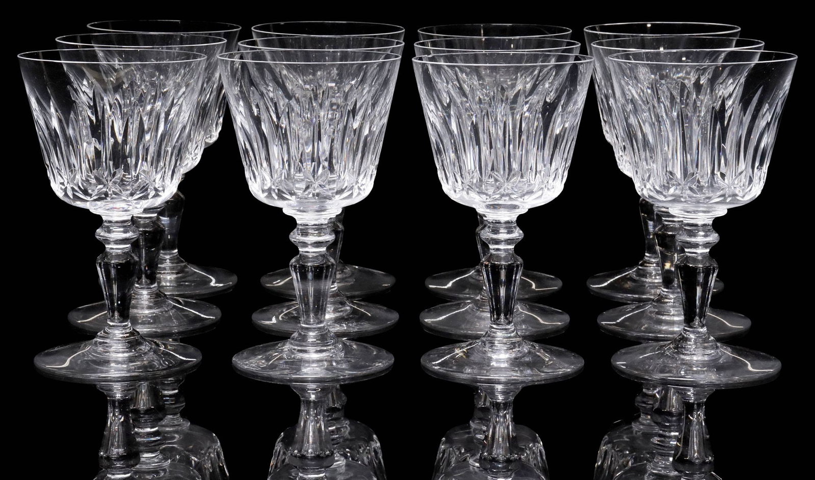 (12) FRENCH BACCARAT "ILE DE FRANCE" CUT CRYSTAL CLARET WINE GLASSES (1 of 3)