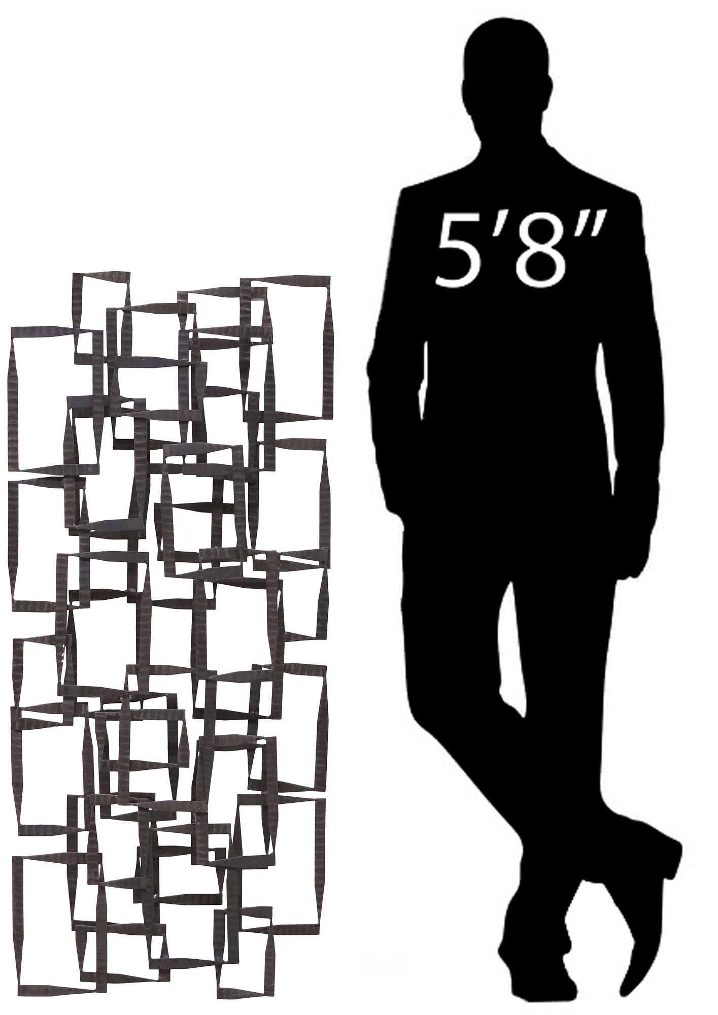 LARGE BRUTALIST STYLE IRON HANGING WALL SCULPTURE, 48"H (1 of 4)