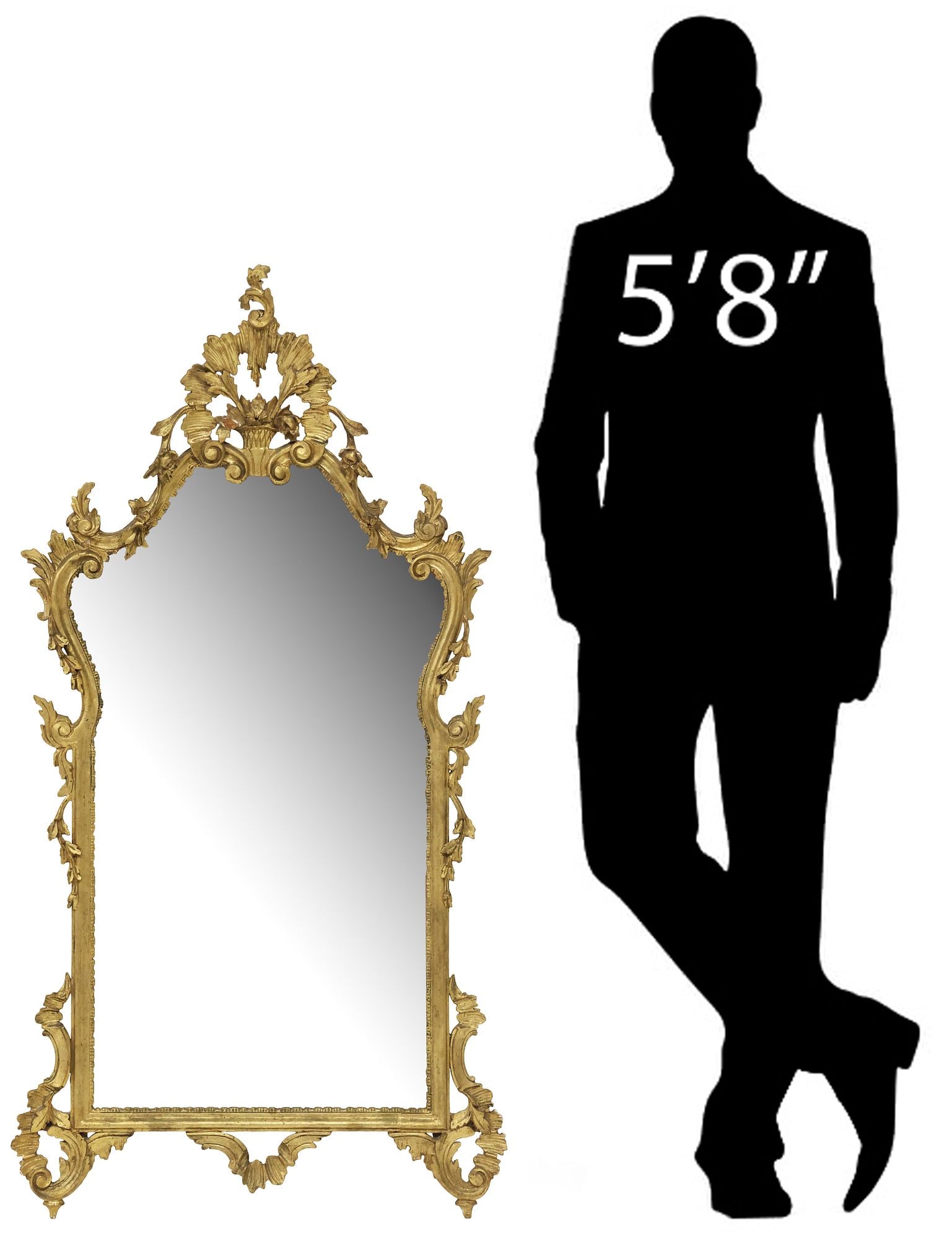 ITALIAN FLORENTINE GILTWOOD OVERMANTEL MIRROR, 53.5"H (1 of 4)