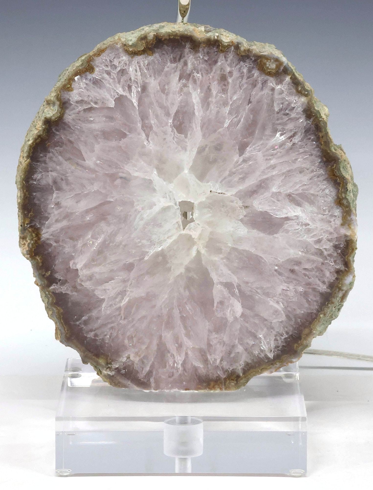 GEOLOGICAL AGATE SLICE SPECIMEN 1-LIGHT TABLE LAMP ON ACRYLIC BASE (1 of 6)