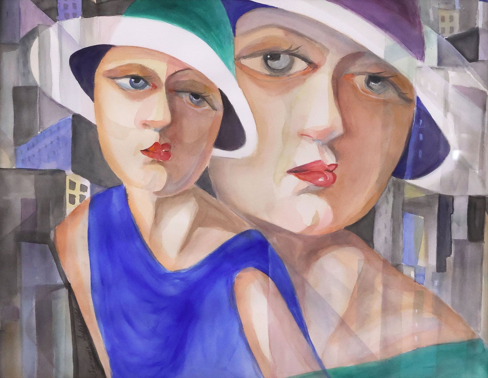 GEORGANNA ANDERSON (20TH C.) WATERCOLOR PAINTING, 'SHADOWS OF THE CITY' (1 of 5)