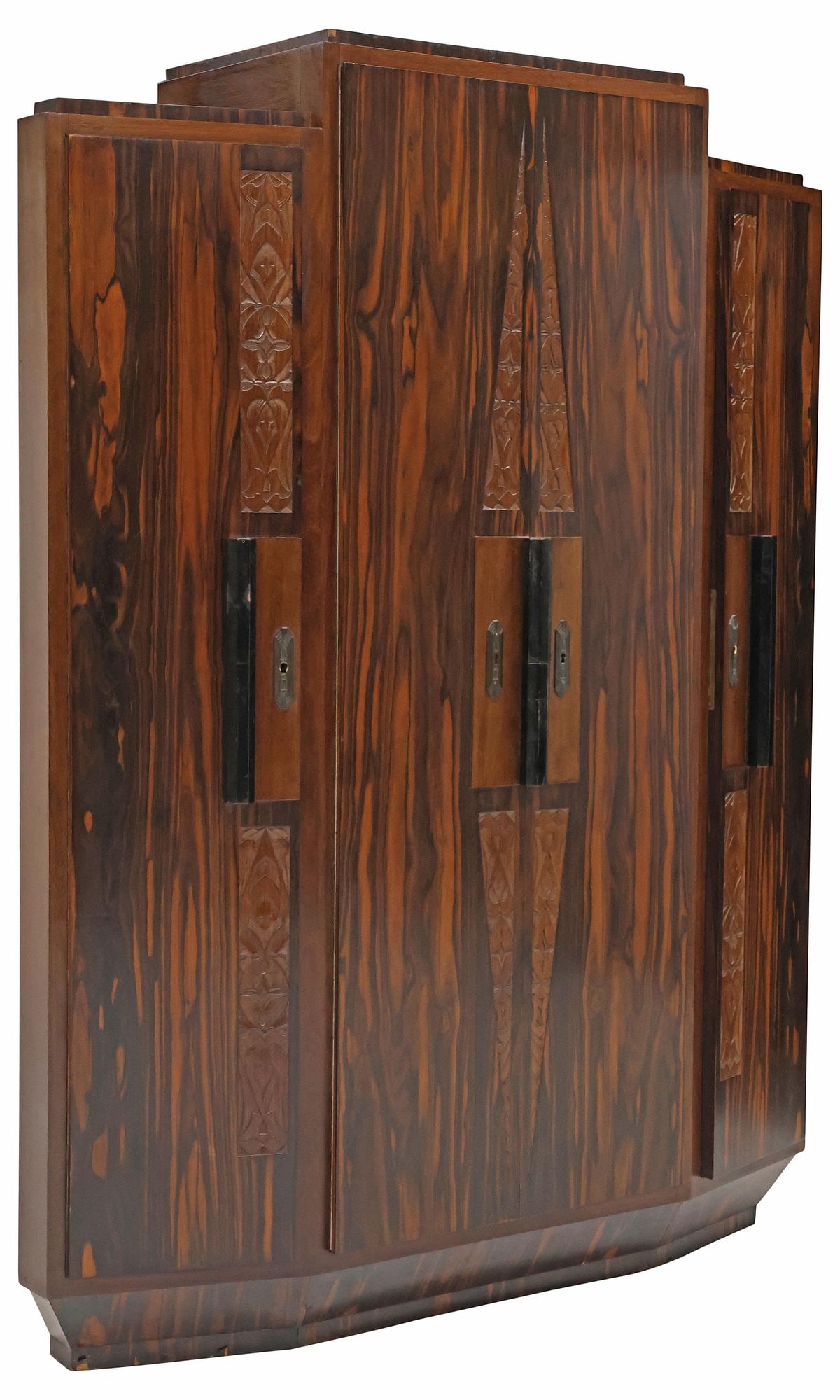ART DECO PERIOD ROSEWOOD CORNER CABINET/ BOOKCASE, 63"H (1 of 5)