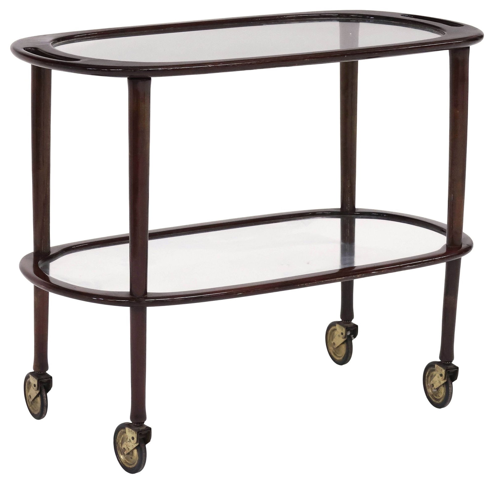 ITALIAN MID-CENTURY MODERN GLASS-TOP 2-TIER SERVICE BAR CART (1 of 4)