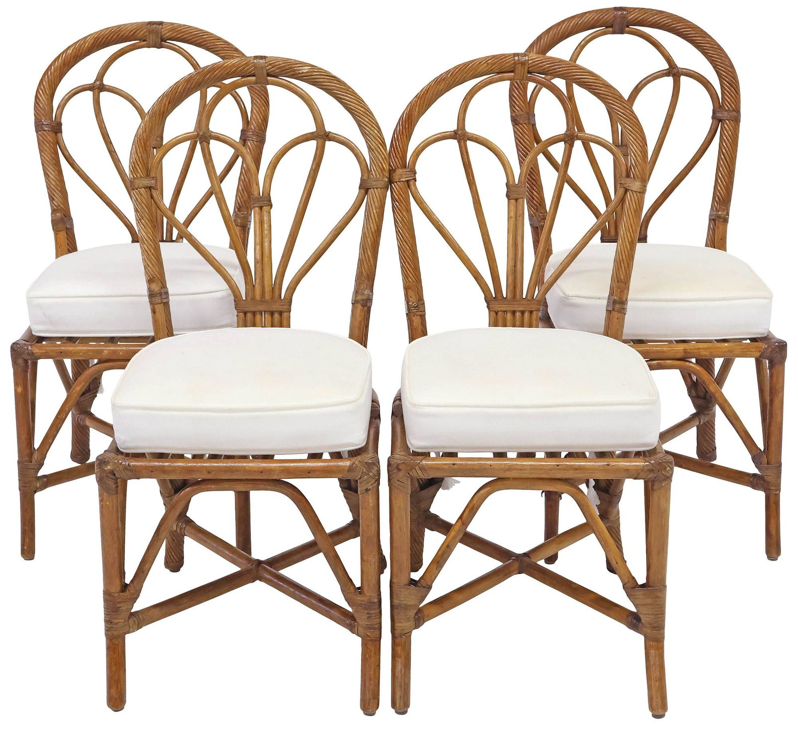 (4) ITALIAN MODERN BAMBOO & RATTAN DINING CHAIRS (1 of 4)