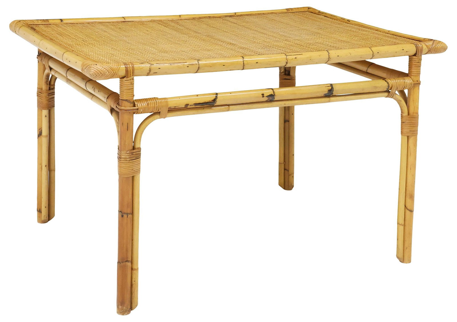 ITALIAN BAMBOO & WOVEN RATTAN DINING TABLE (1 of 4)