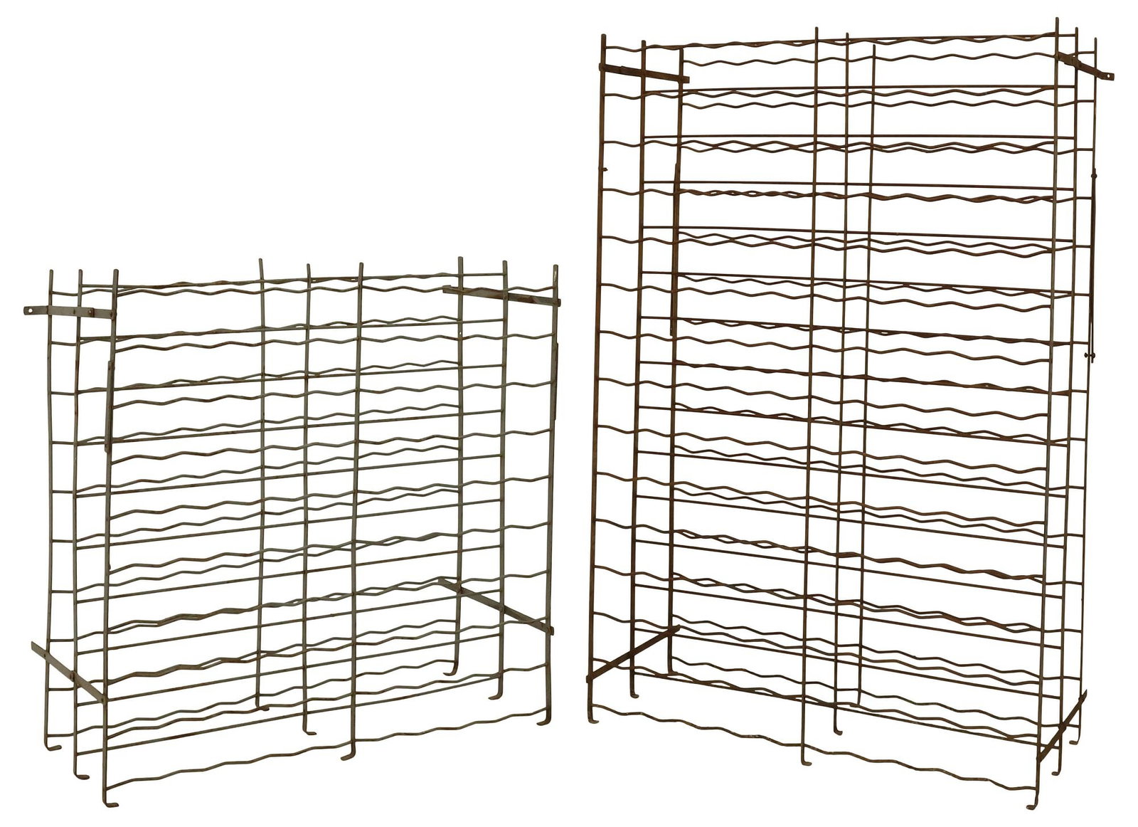 (2) LARGE FRENCH RIGIDEX (ATTRIB.) RUSTIC CAST IRON WINE RACKS (1 of 4)