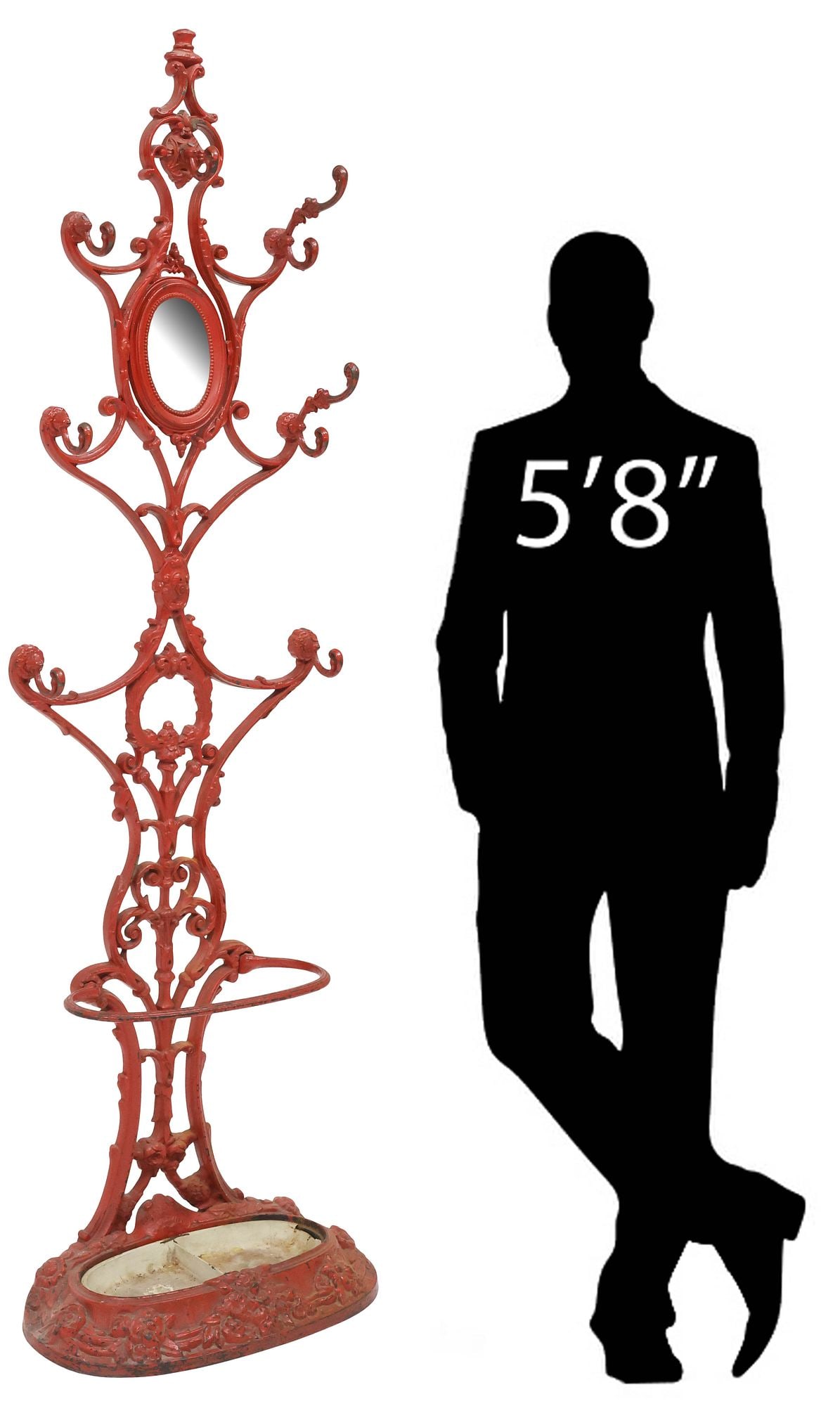 FRENCH ALFRED CORNEAU ART NOUVEAU CAST IRON MIRRORED HALL TREE (1 of 6)
