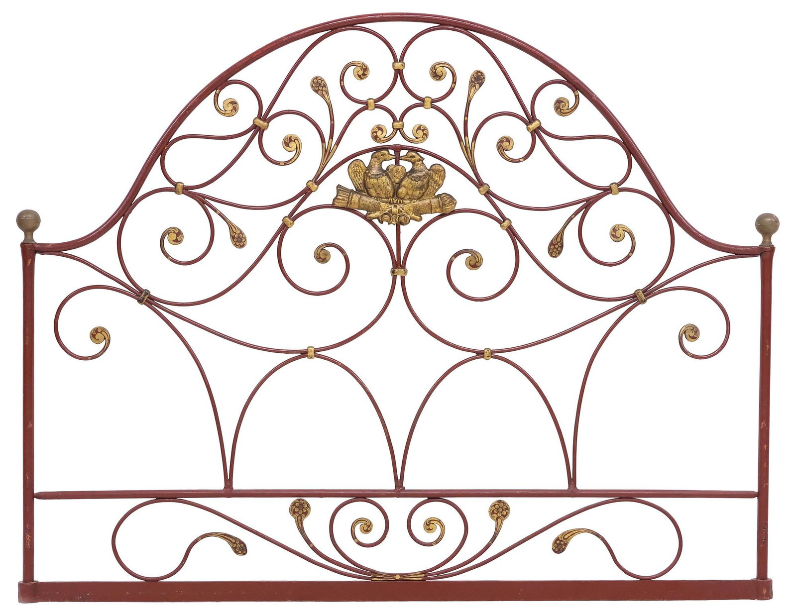 ITALIAN PARCEL-GILT & RED-PAINTED WROUGHT IRON HEADBOARD (1 of 3)