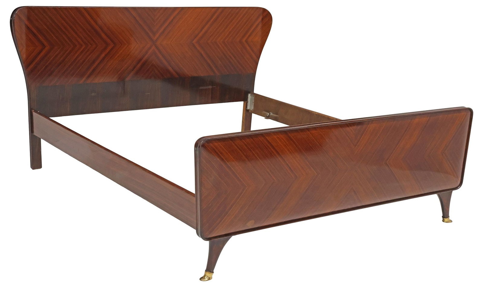 ITALIAN MID-CENTURY MODERN LACQUERED MATCHED VENEER BED (1 of 3)