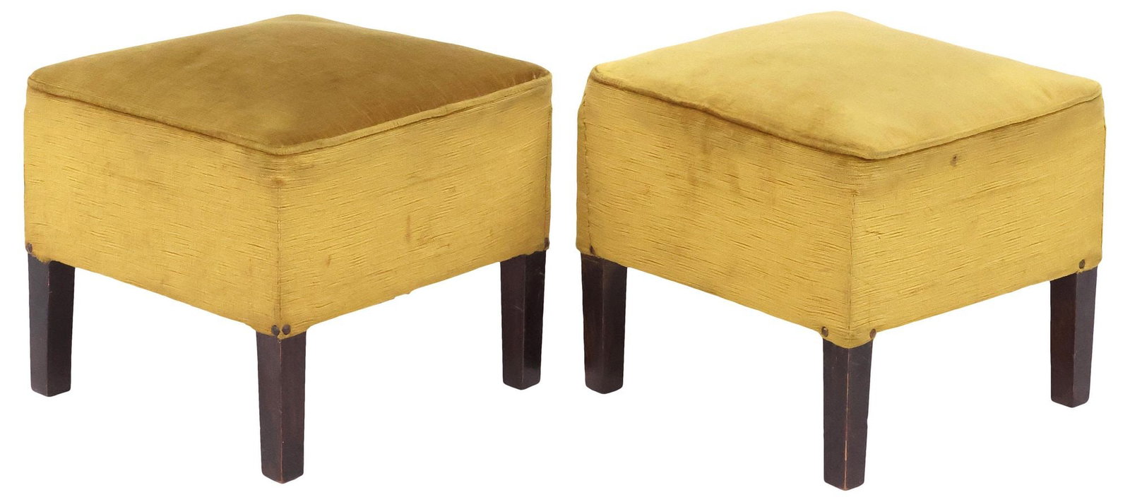 (2) ITALIAN MID-CENTURY MODERN YELLOW UPHOLSTERED STOOLS (1 of 4)