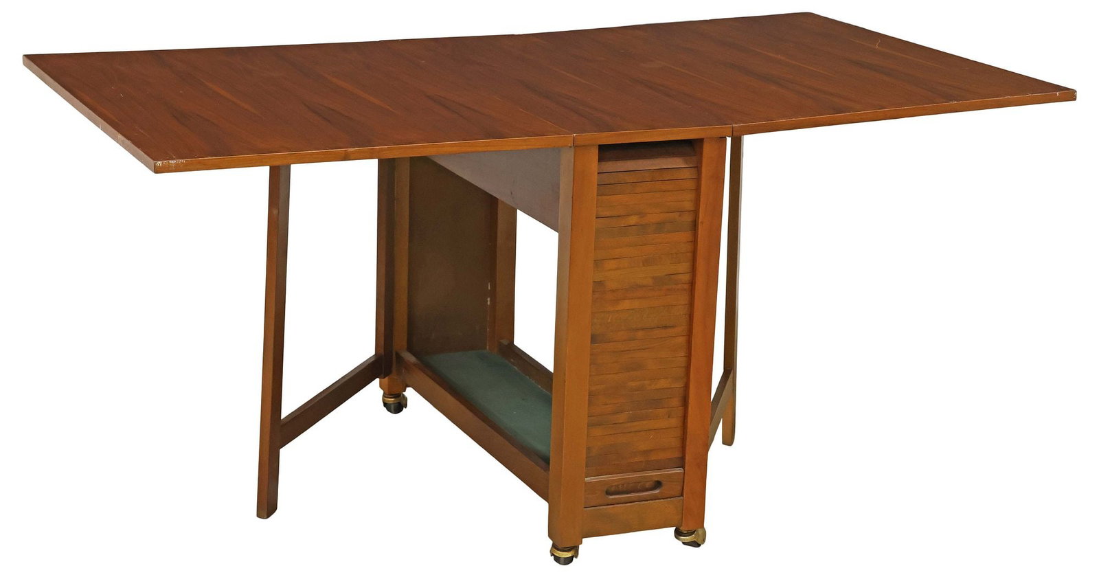MID-CENTURY MODERN TAMBOUR-DOOR DROP-LEAF DINING TABLE (1 of 7)