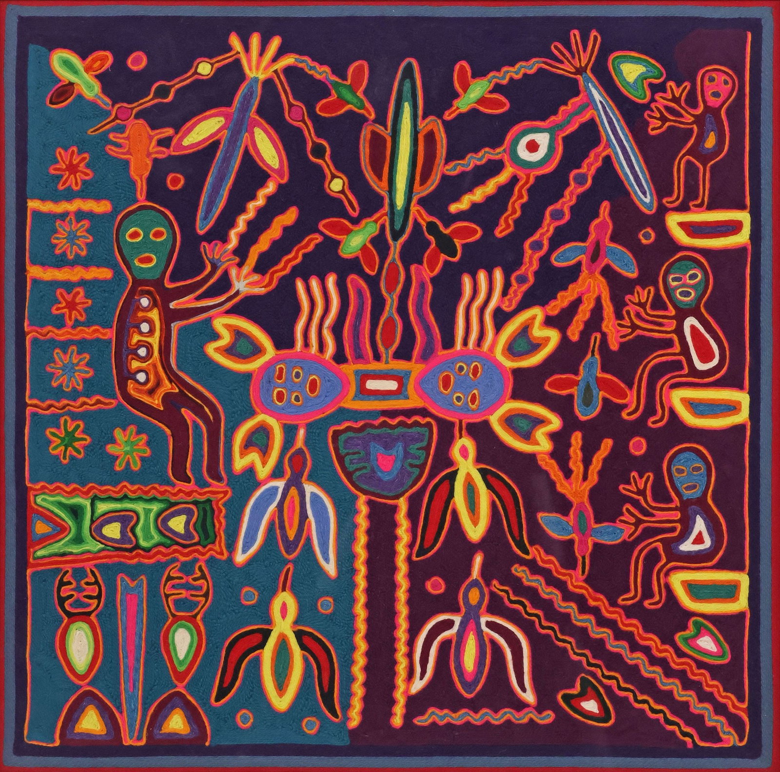 JOSE BENITEZ SANCHEZ (1938-2009) SIGNED HUICHOL INDIAN YARN PAINTING (1 of 6)