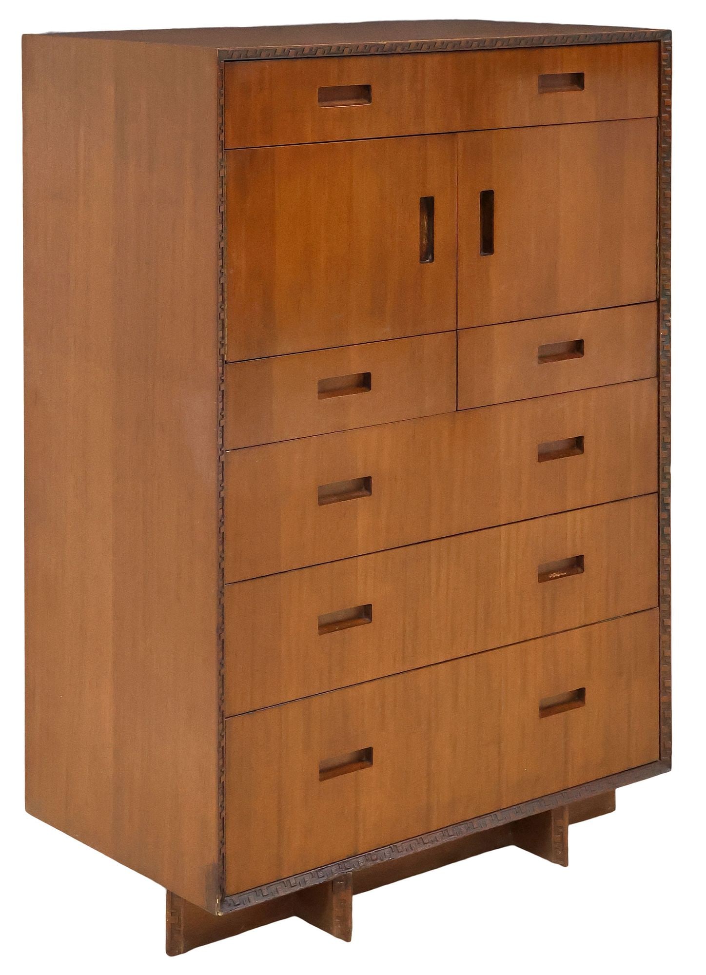 FRANK LLOYD WRIGHT FOR HENREDON 'TALIESIN' MAHOGANY HIGHBOY CHEST (1 of 7)