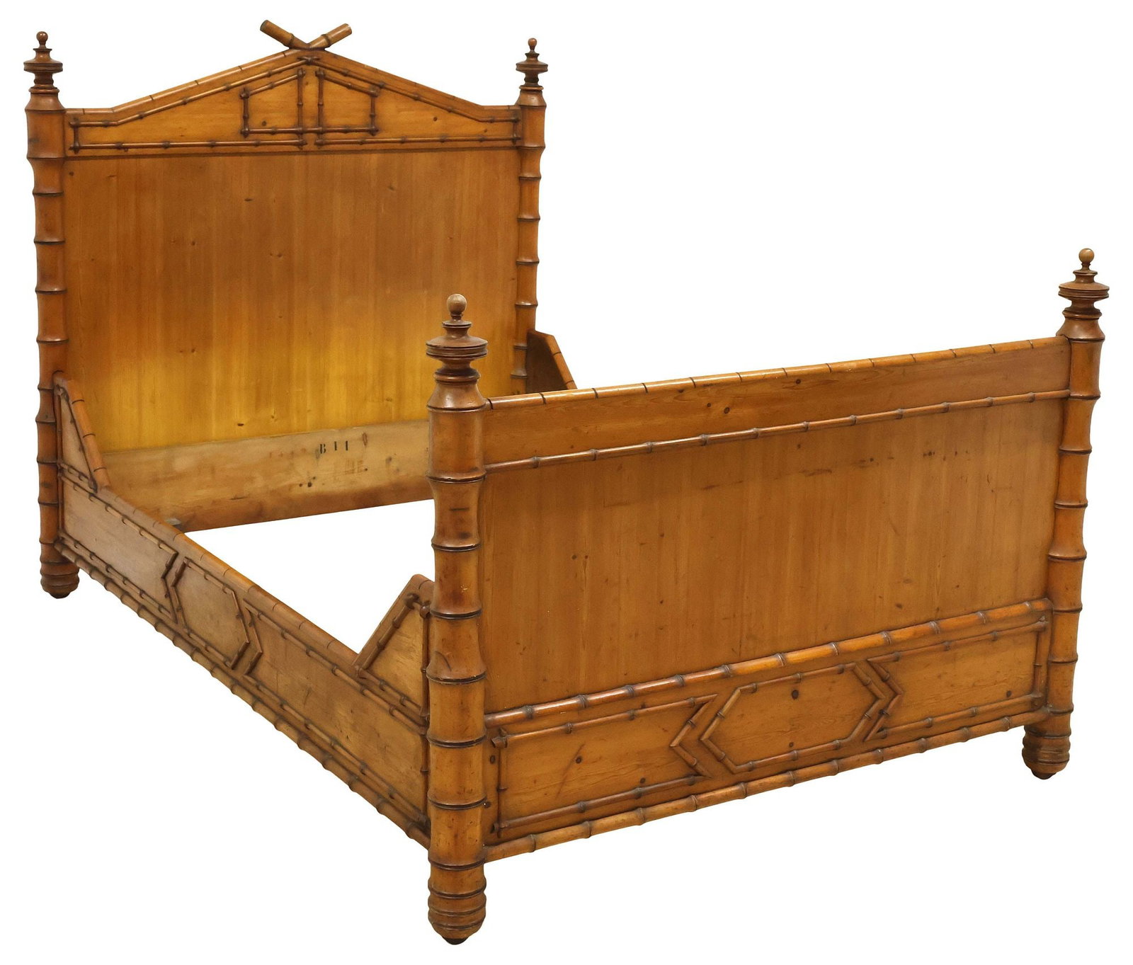 FRENCH PINE & TURNED FAUX BAMBOO BED (1 of 4)