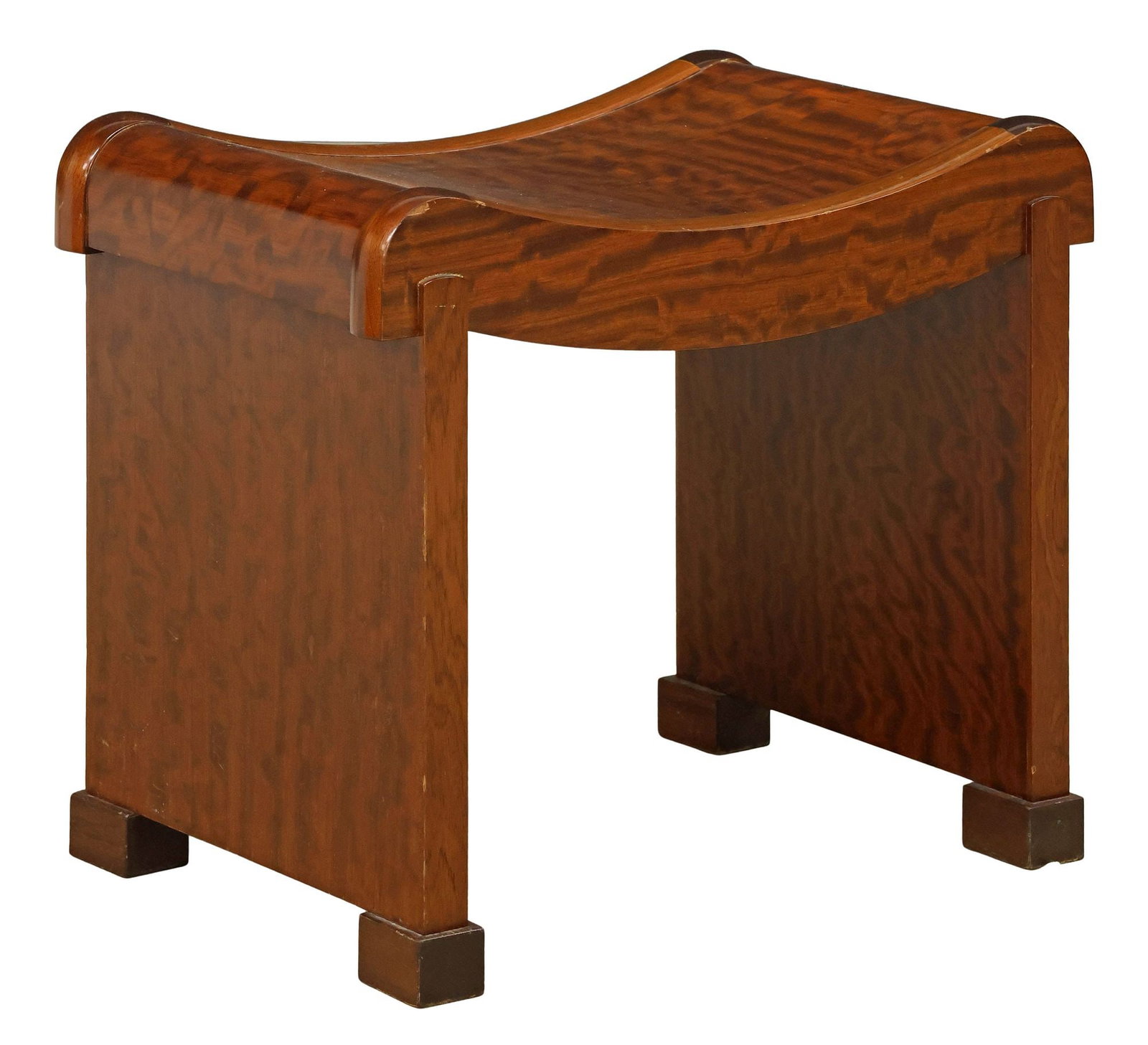 AFTER PIERRE CHAREAU (FRENCH, D.1950) MODERNIST BURLWOOD 'MT 1015' CURULE STOOL (1 of 4)
