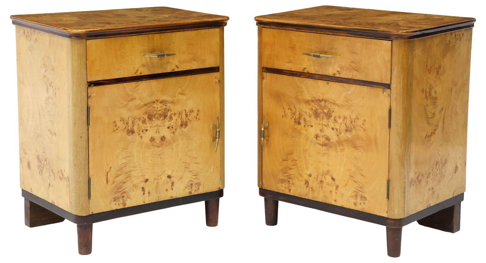 (2) ITALIAN MID-CENTURY MODERN BURLWOOD BEDSIDE CABINETS (1 of 6)