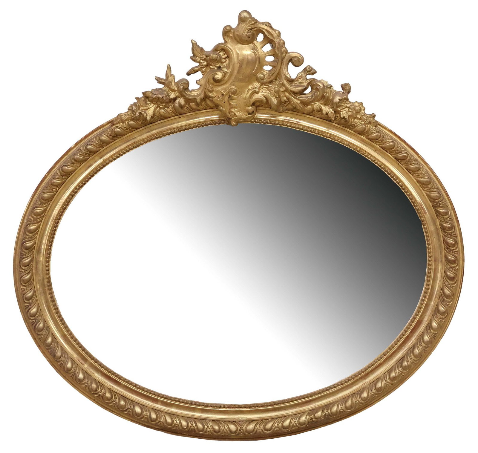 FRENCH LOUIS XV STYLE OVAL GILTWOOD WALL MIRROR (1 of 3)