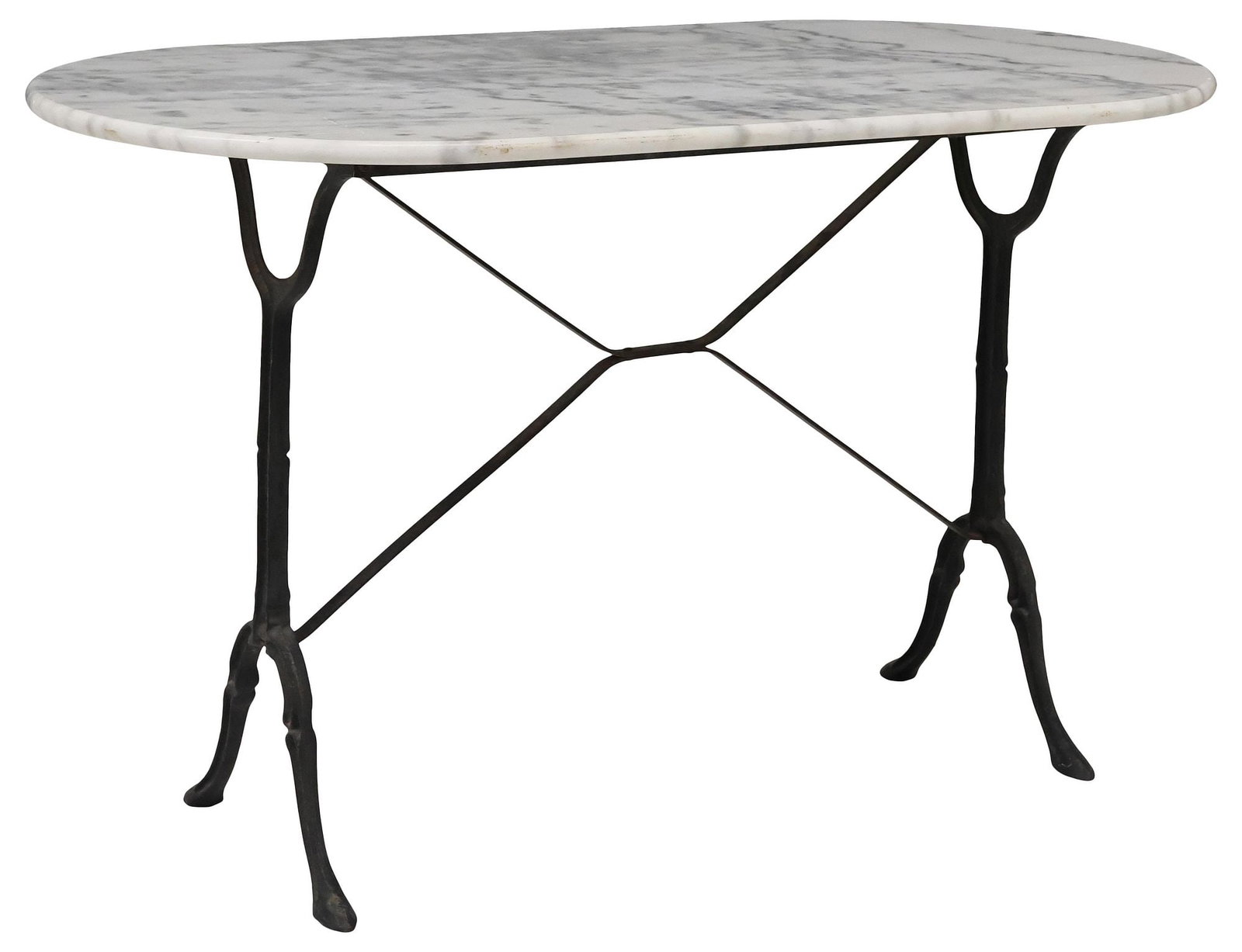 FRENCH MARBLE-TOP PAINTED CAST IRON BISTRO TABLE (1 of 4)
