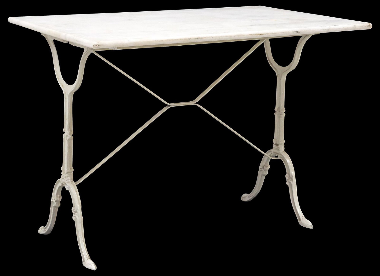 FRENCH MARBLE-TOP PAINTED CAST IRON BISTRO TABLE (1 of 4)