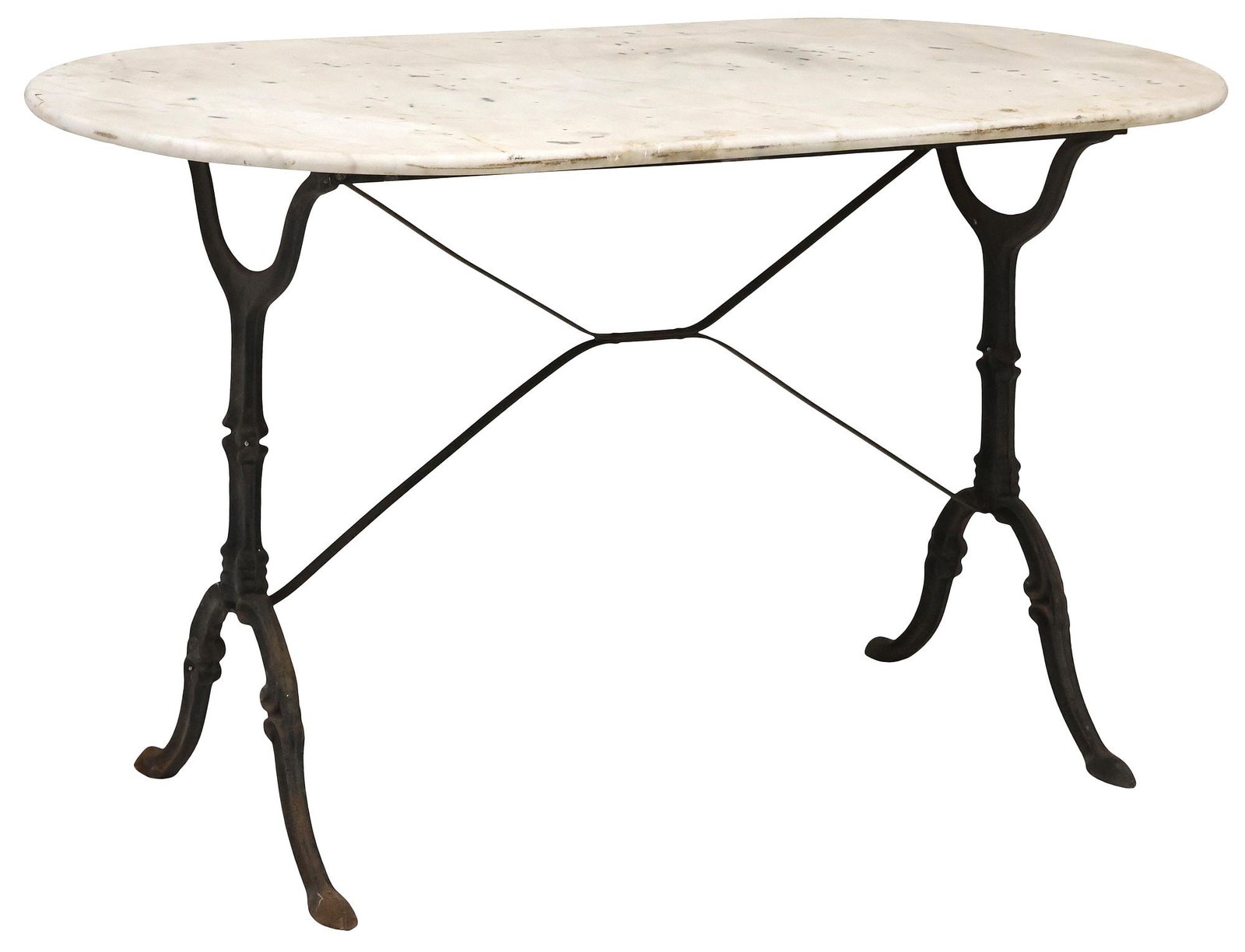 FRENCH MARBLE-TOP CAST IRON BISTRO TABLE (1 of 4)