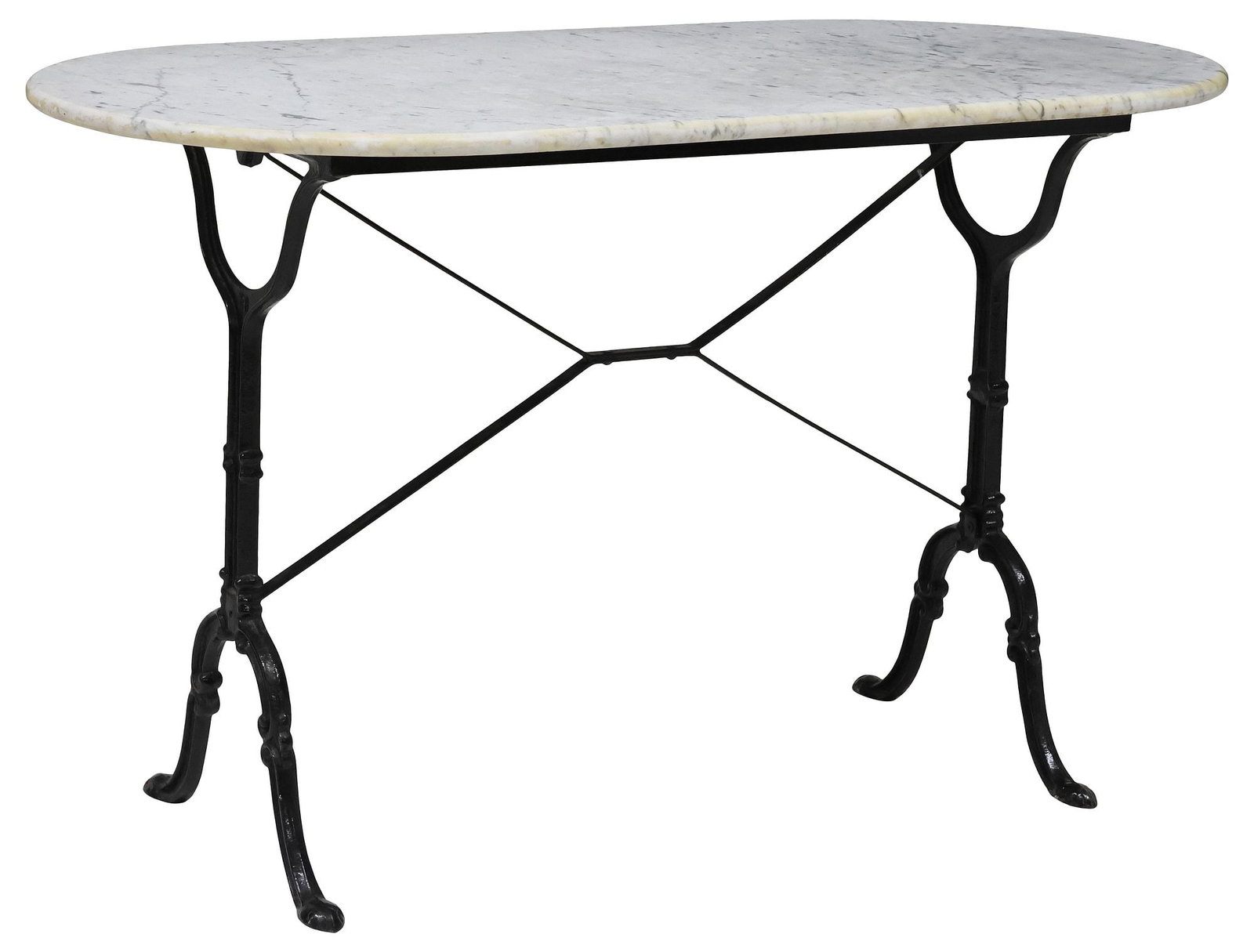 FRENCH MARBLE-TOP PAINTED CAST IRON BISTRO TABLE (1 of 4)