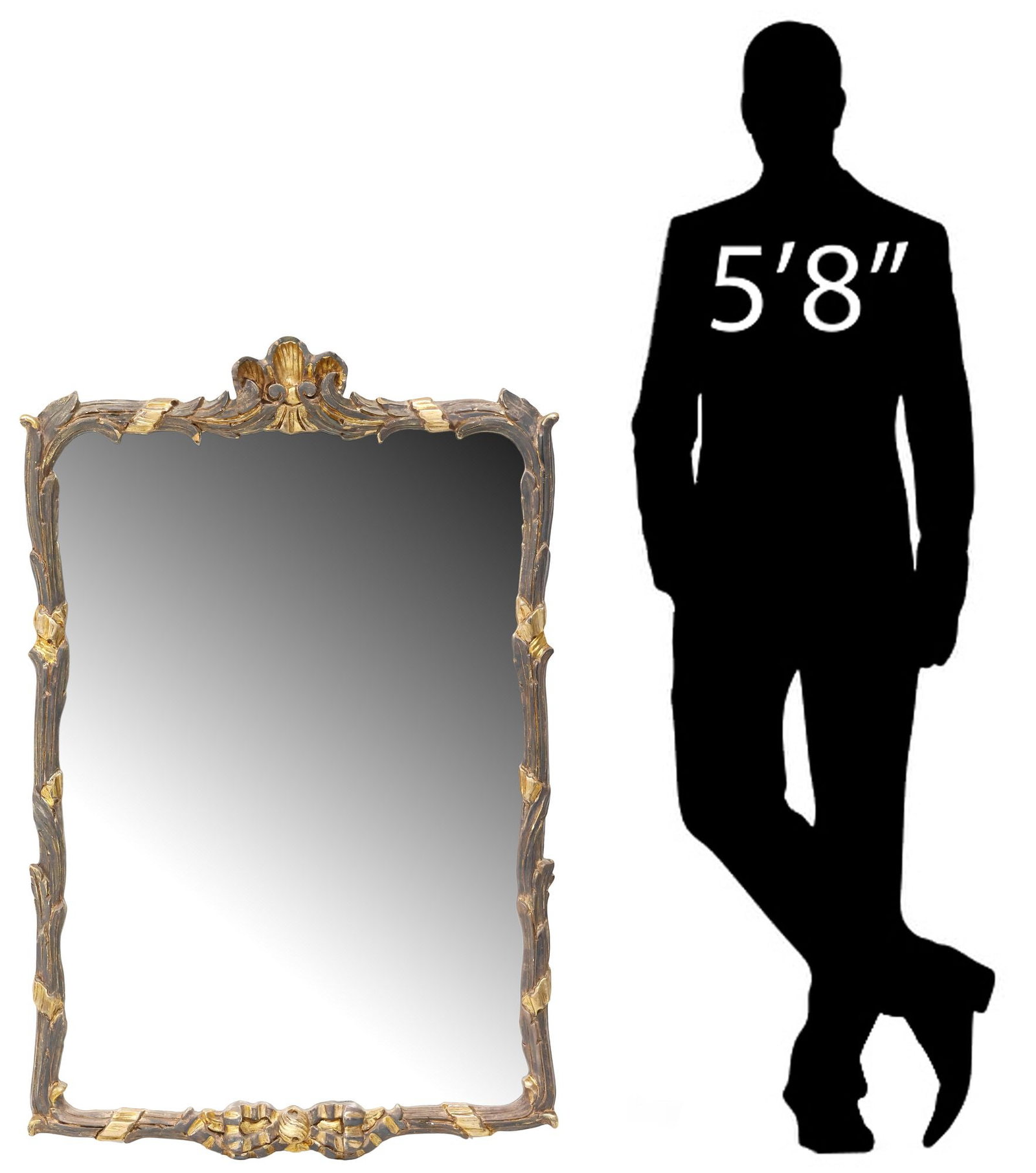 FRENCH PARCEL-GILT & BLACK-PAINTED FOLIATE WALL MIRROR, 48"H (1 of 4)