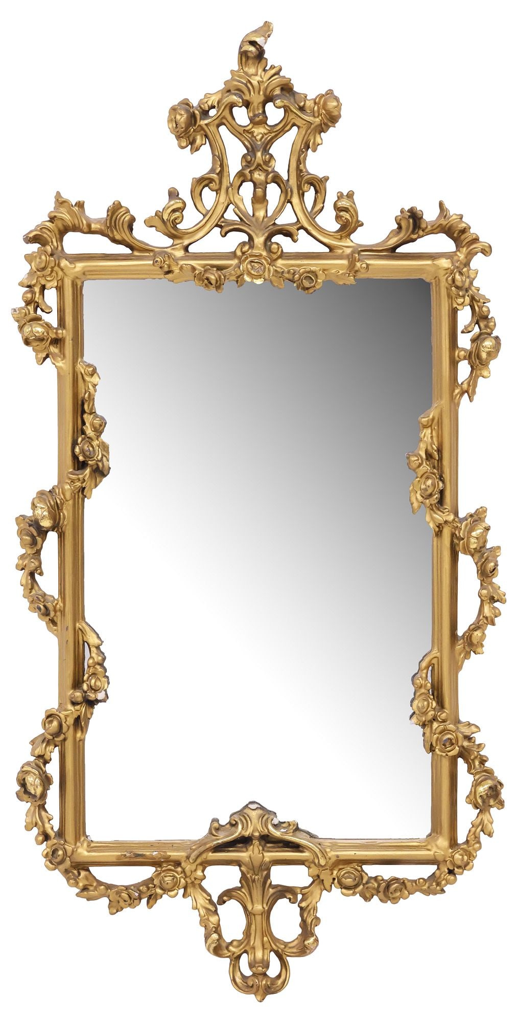 LOUIS XV STYLE GILTWOOD FLORAL WALL MIRROR, 41"H (1 of 3)