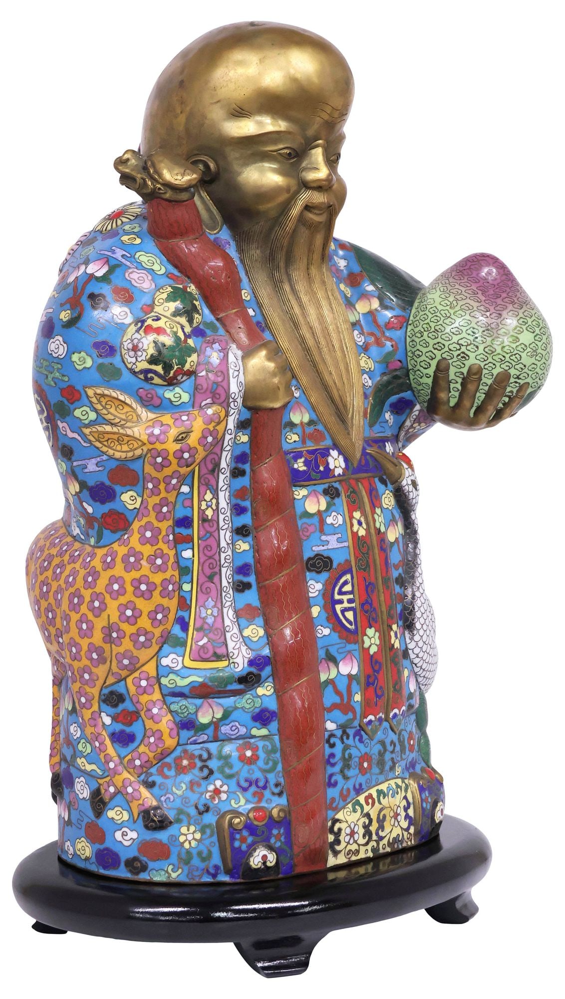 CHINESE PORCELAIN SHOU LAO LONGEVITY FIGURE ON STAND (1 of 5)