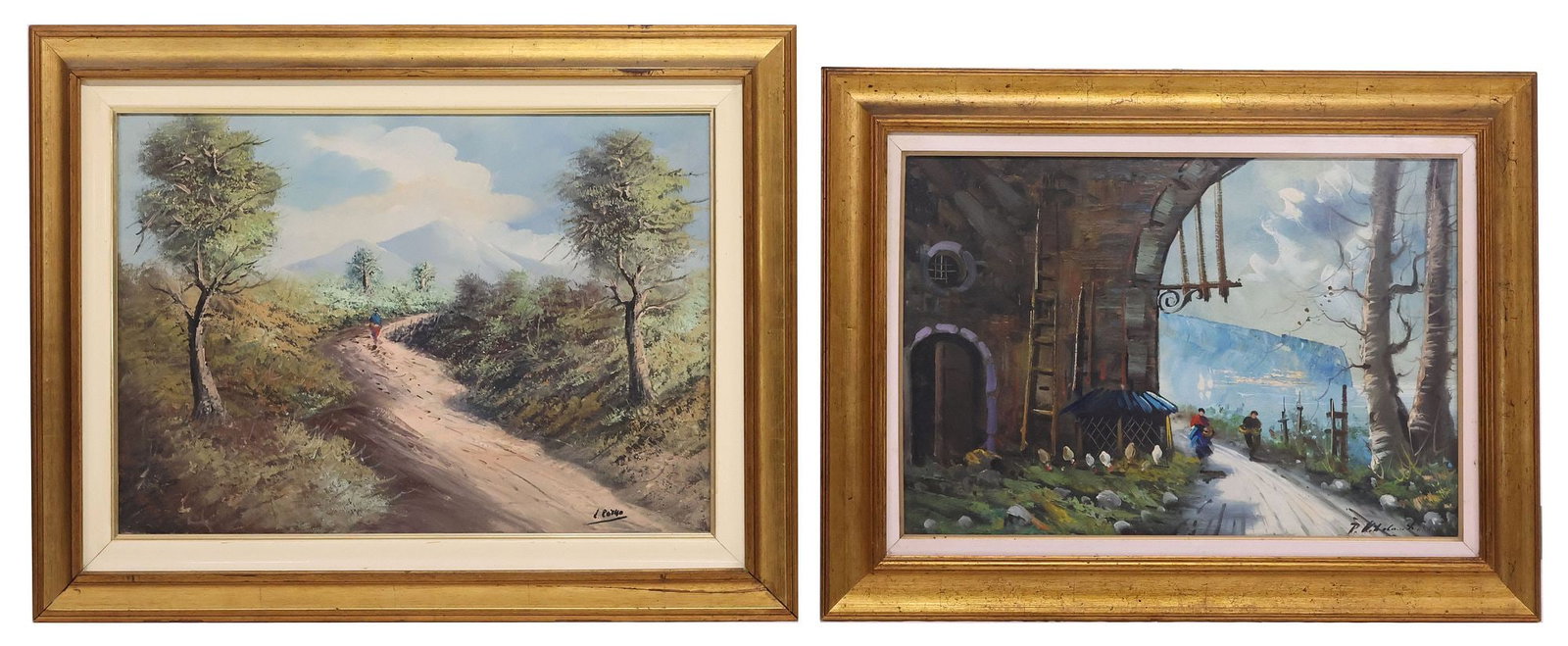 (2) FRAMED ITALIAN SCHOOL OIL PAINTINGS, LANDSCAPE & STREET SCENE (1 of 6)