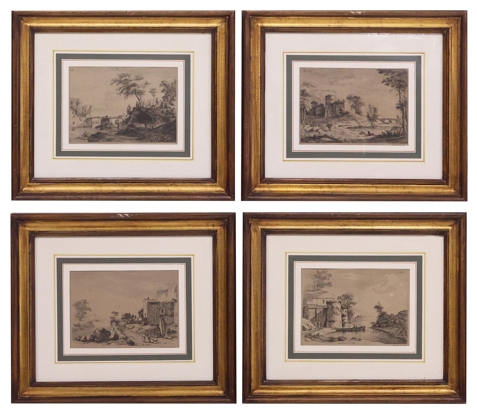 (4) AFTER JEAN-JACQUES DE BOISSIEU (D.1810) ETCHINGS, PROVINCIAL VILLAGE LANDSCAPES (1 of 7)