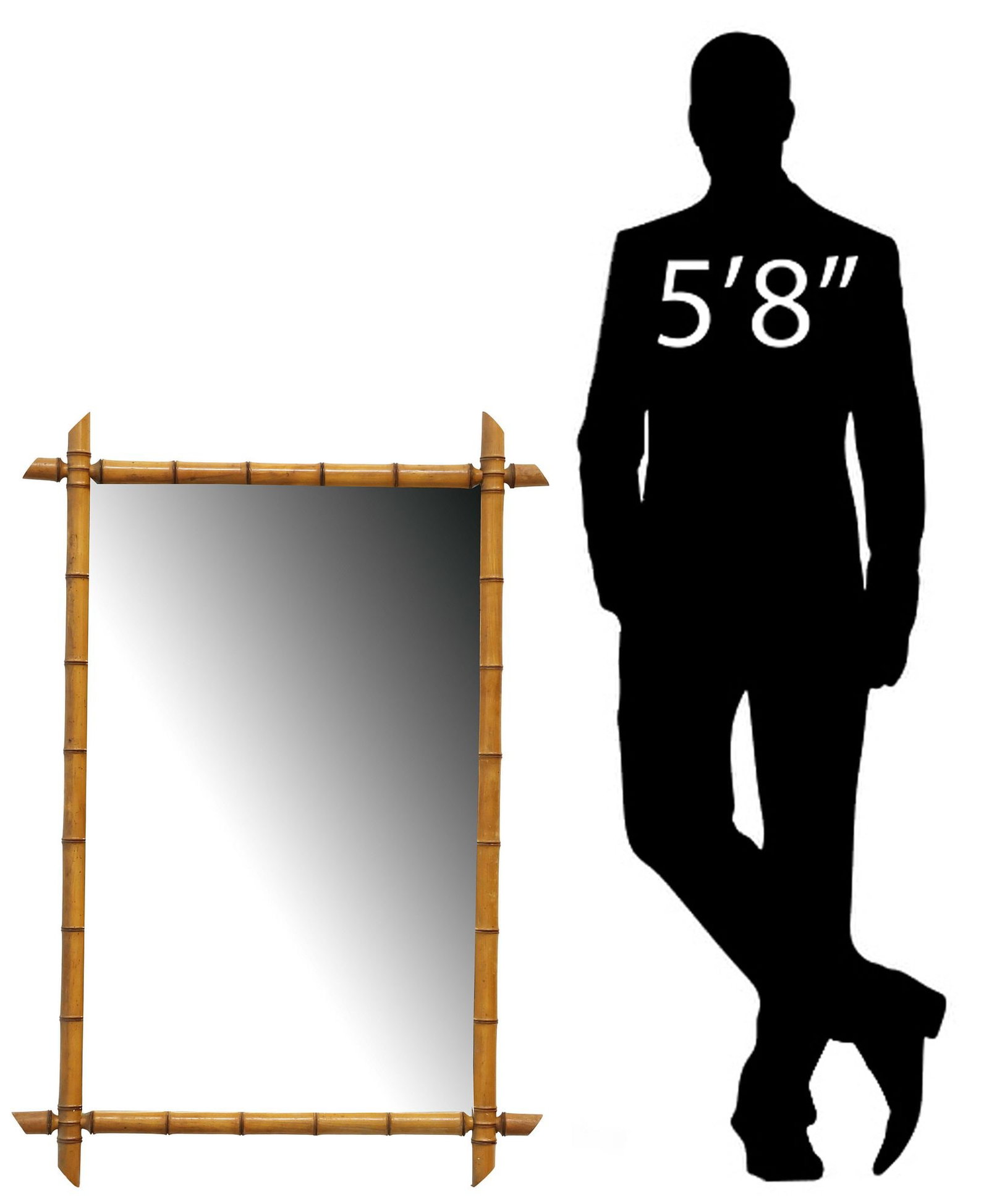 FRENCH TURNED WOOD FAUX BAMBOO MIRROR, 46" X 31" (1 of 4)