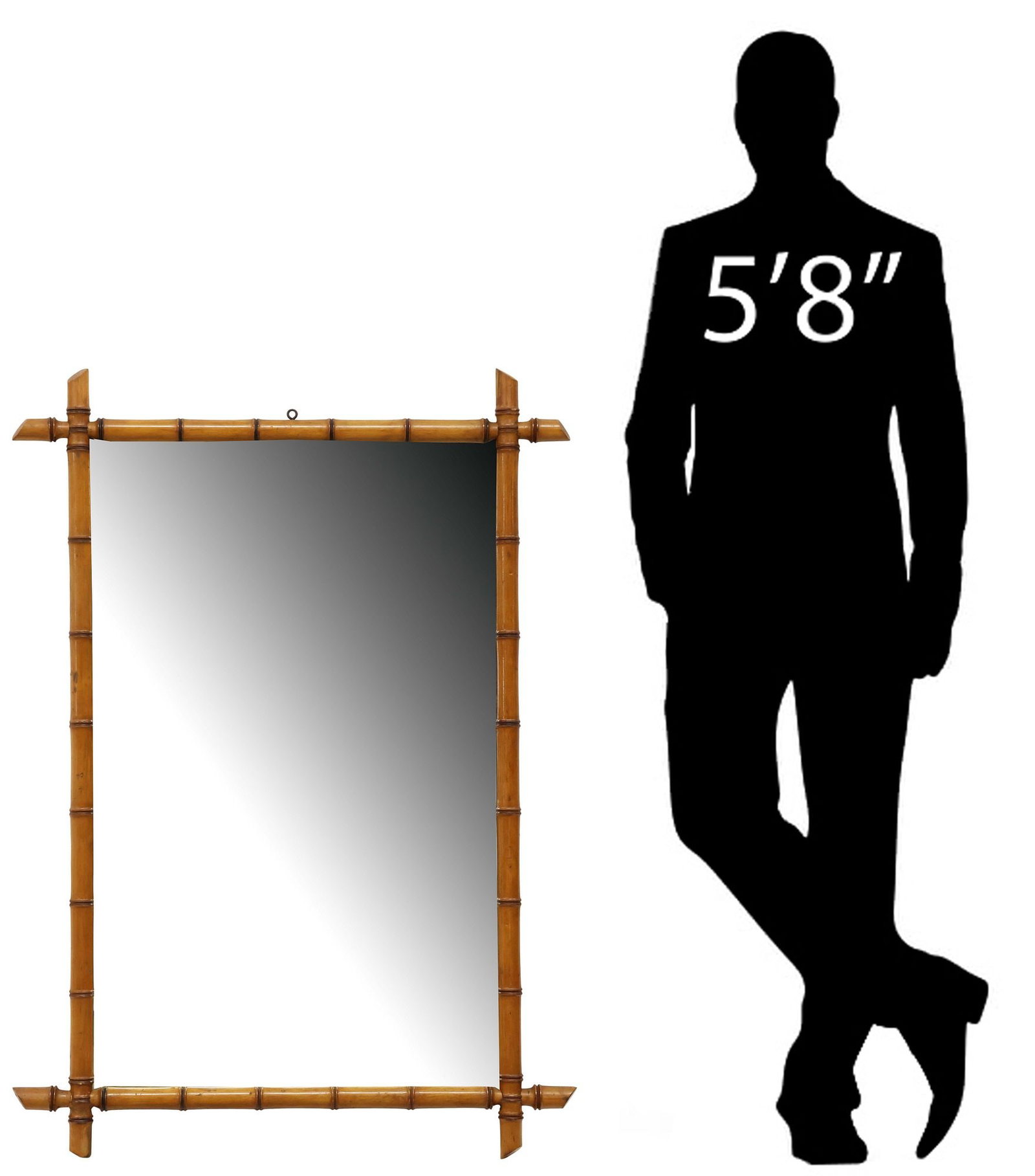 FRENCH TURNED WOOD FAUX BAMBOO MIRROR, 47" X 33.5" (1 of 4)