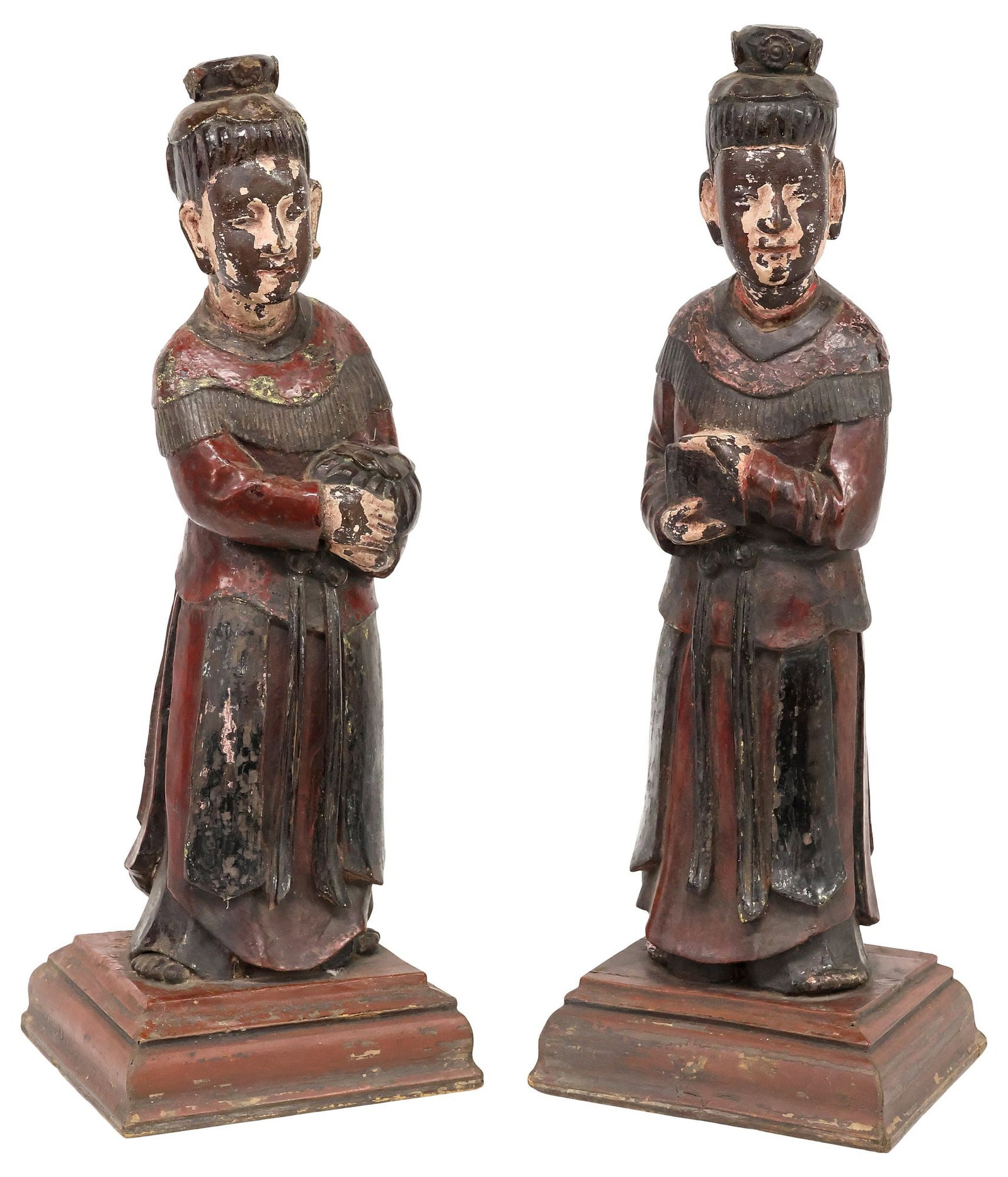 (2) VIETNAMESE POLYCHROMED & LACQUERED WOOD BUDDHIST FIGURES (1 of 5)