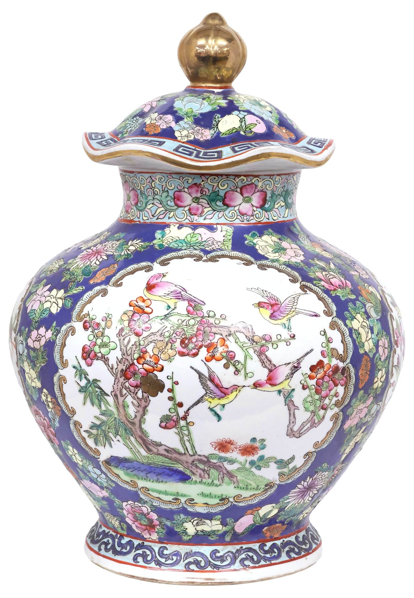 CHINESE FAMILLE ROSE PARCEL-GILT PORCELAIN COVERED VASE (1 of 4)