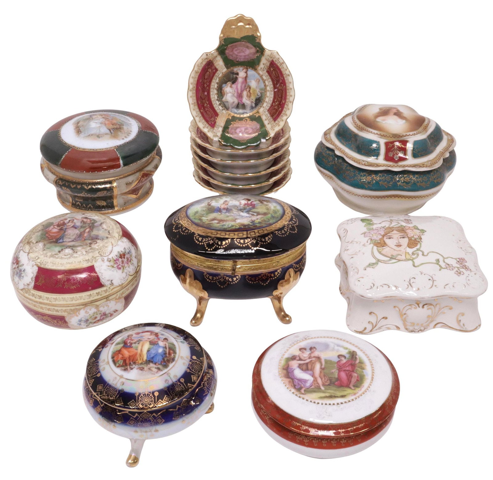 (13) ROYAL VIENNA STYLE & SEVRES STYLE PORCELAIN TABLE BOXES & DISHES (1 of 10)