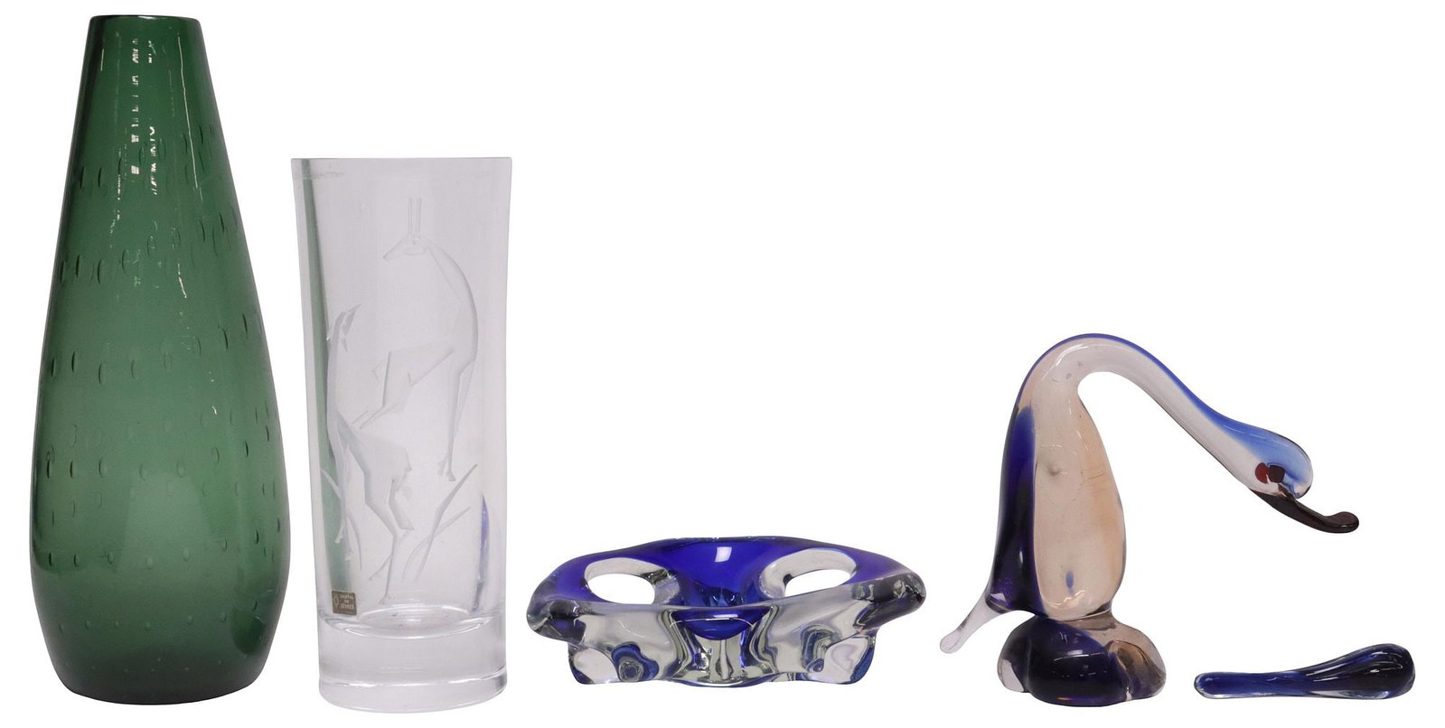 (5) FRENCH SEVRES CRYSTAL & MURANO VASES, ART GLASS TABLEWARE (1 of 9)