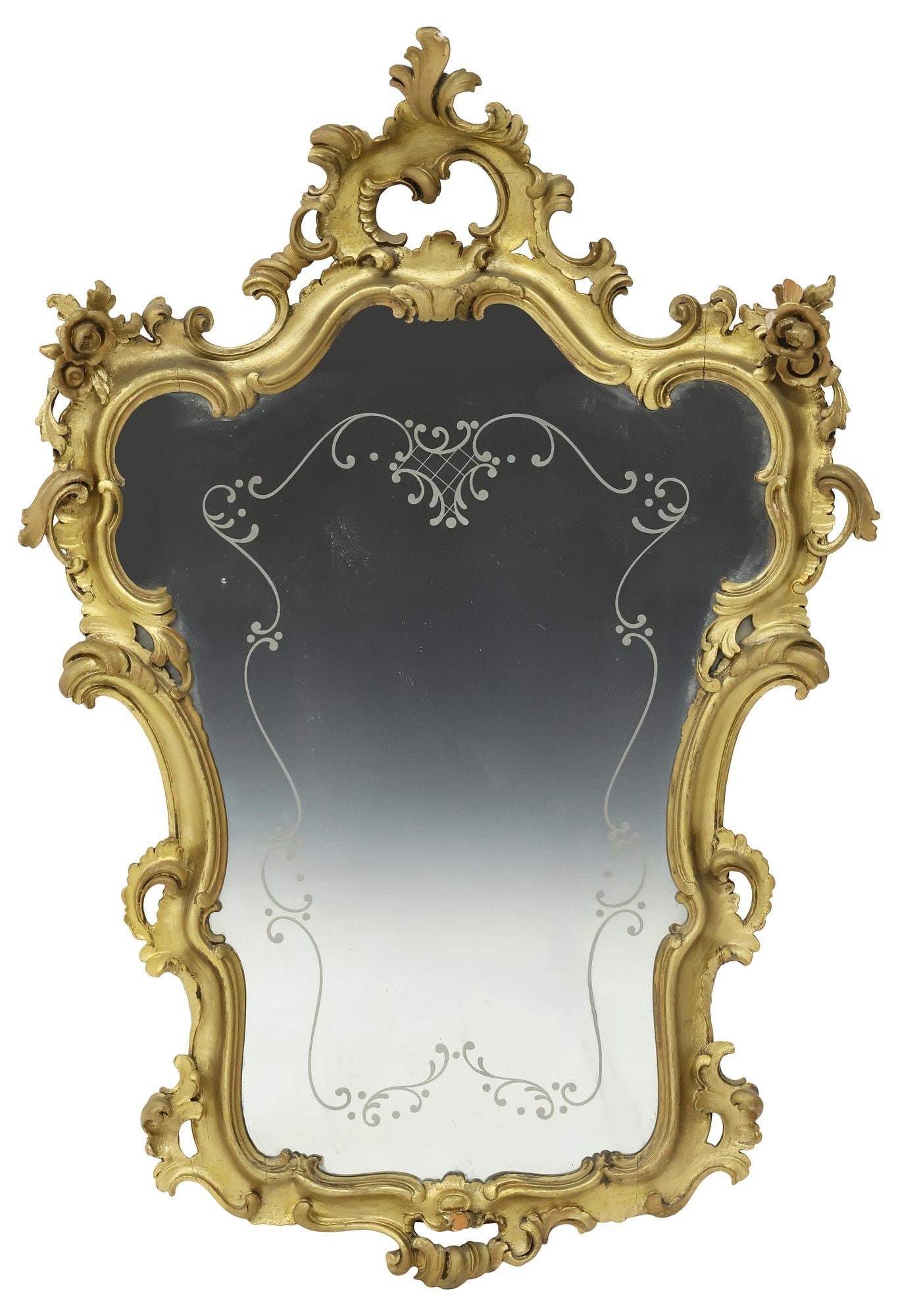 LOUIS XV STYLE GILT-PAINTED ETCHED WALL MIRROR (1 of 3)