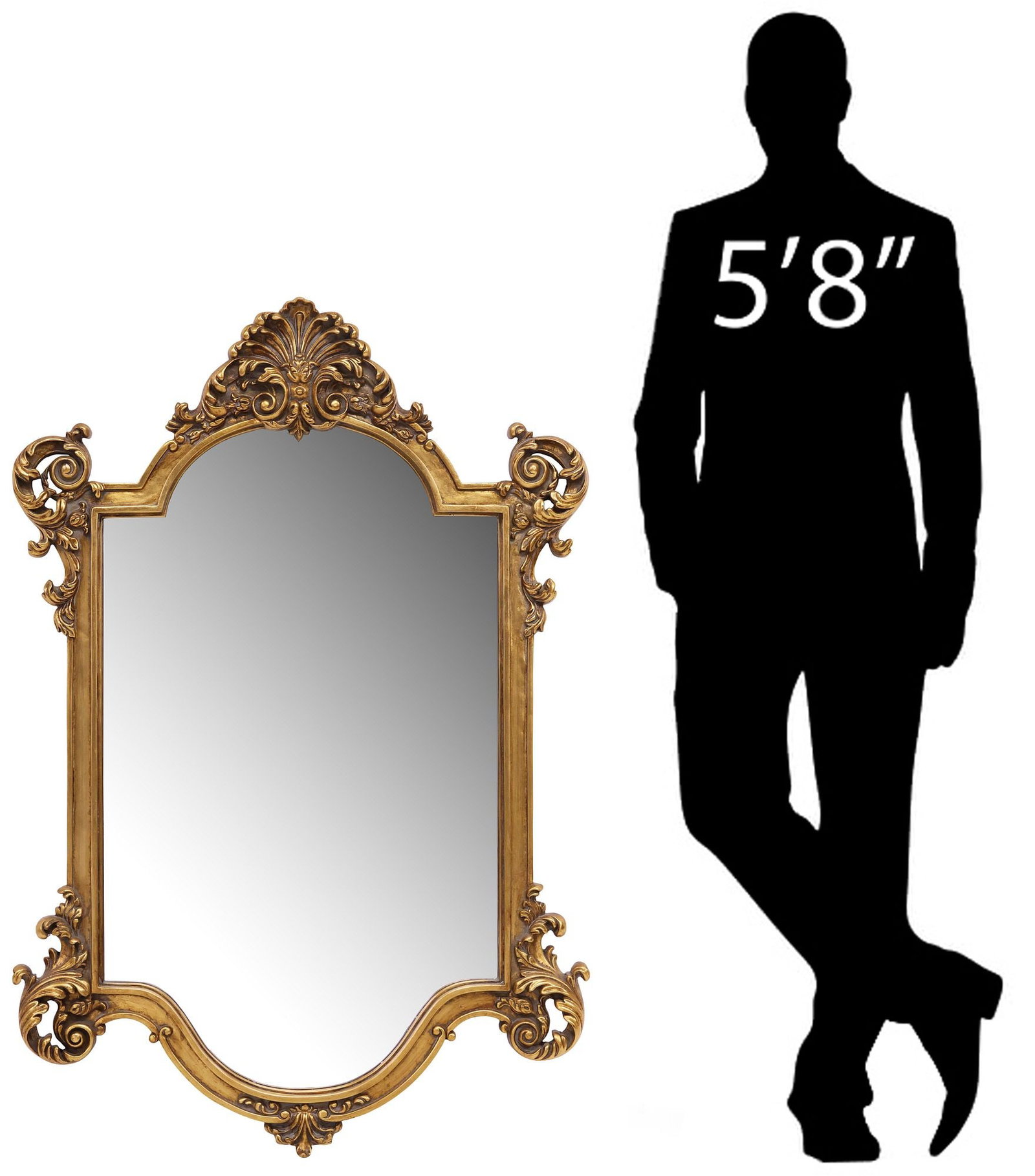 LOUIS XV STYLE GILTWOOD WALL MIRROR, 50" X 33.5" (1 of 4)
