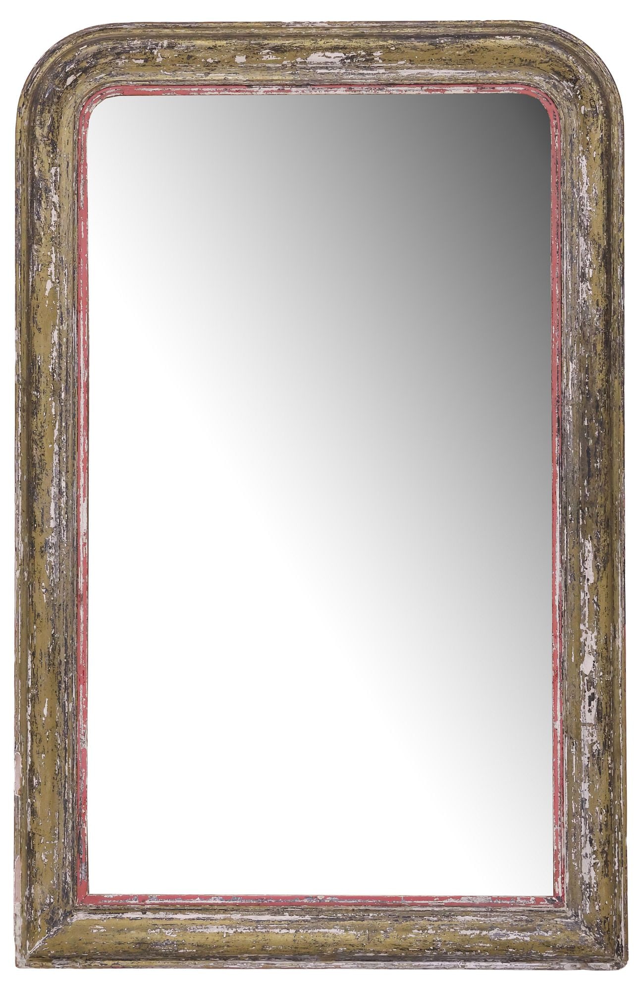 FRENCH LOUIS PHILIPPE DISTRESSED PARCEL-GILT & PAINTED MIRROR (1 of 3)