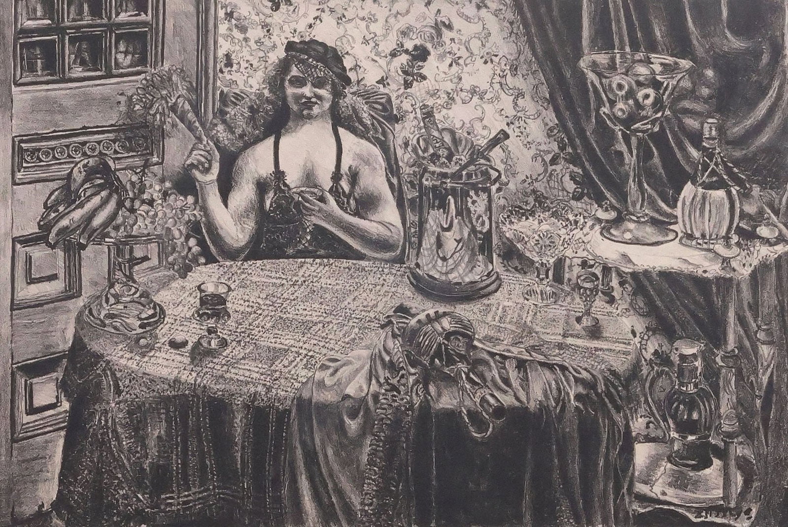 MALVIN MARR 'ZSISSLY' ALBRIGHT (1897-1983) LITHOGRAPH, 'VICTORIA': Framed lithograph paper, "Victoria," pencil signed lower right Zsissly (Malvin Marr "Zsissly Albright, Illinois, 1897-1983), titled lower left, retaining Eden Gallery stamp with attribution on dust
