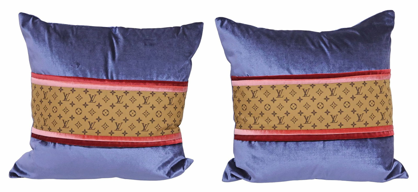 (2) CUSTOM LOUIS VUITTON MONOGRAM CANVAS & VELVET THROW PILLOWS (1 of 3)