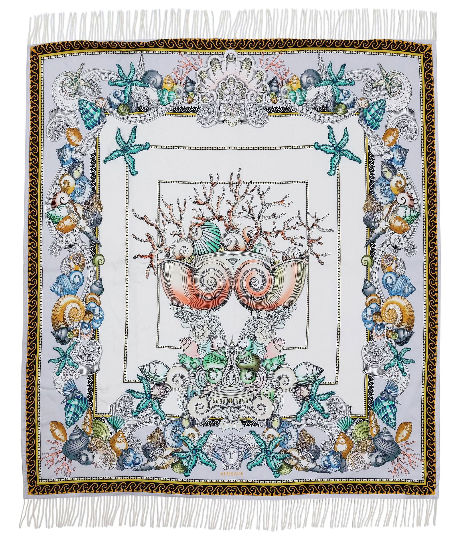 DESIGNER VERSACE 'LES TRESORS DE LA MER' SILK & CASHMERE THROW BLANKET (1 of 6)