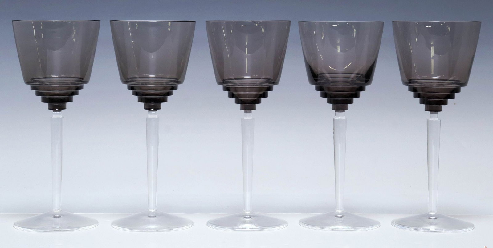 (5) FRENCH ST. LOUIS 'OXYMORE' GREY CRYSTAL WATER GOBLETS (1 of 4)
