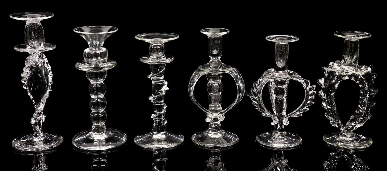 (6) PEAN DOUBULYU CONTEMPORARY STUDIO ART GLASS CANDLESTICKS (1 of 7)