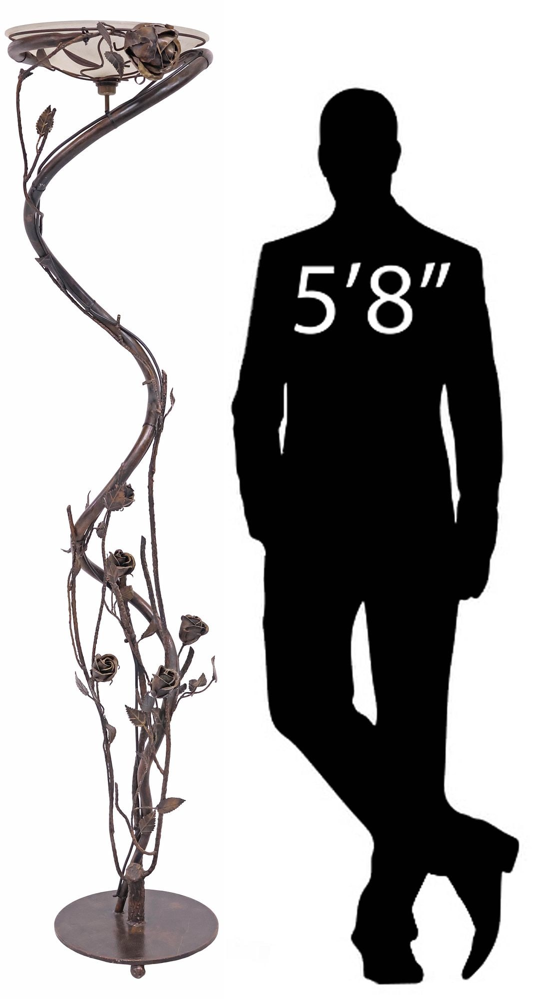 ITALIAN WROUGHT IRON 'ROSE GARDEN' 1-LIGHT FLOOR LAMP, 74"H (1 of 7)