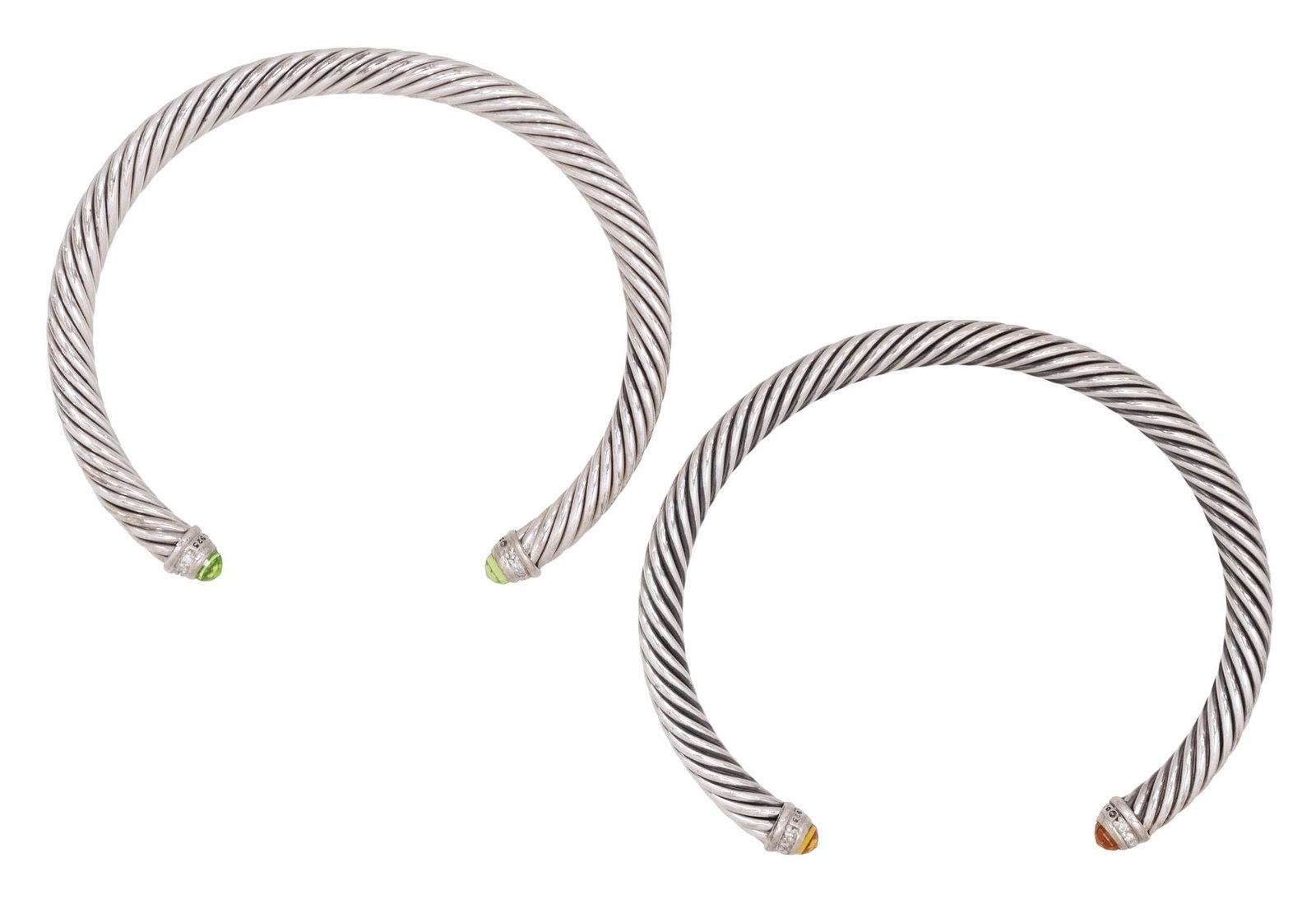 (2) DAVID YURMAN STERLING, DIAMOND, & GEMSTONE CABLE BRACELETS (1 of 10)