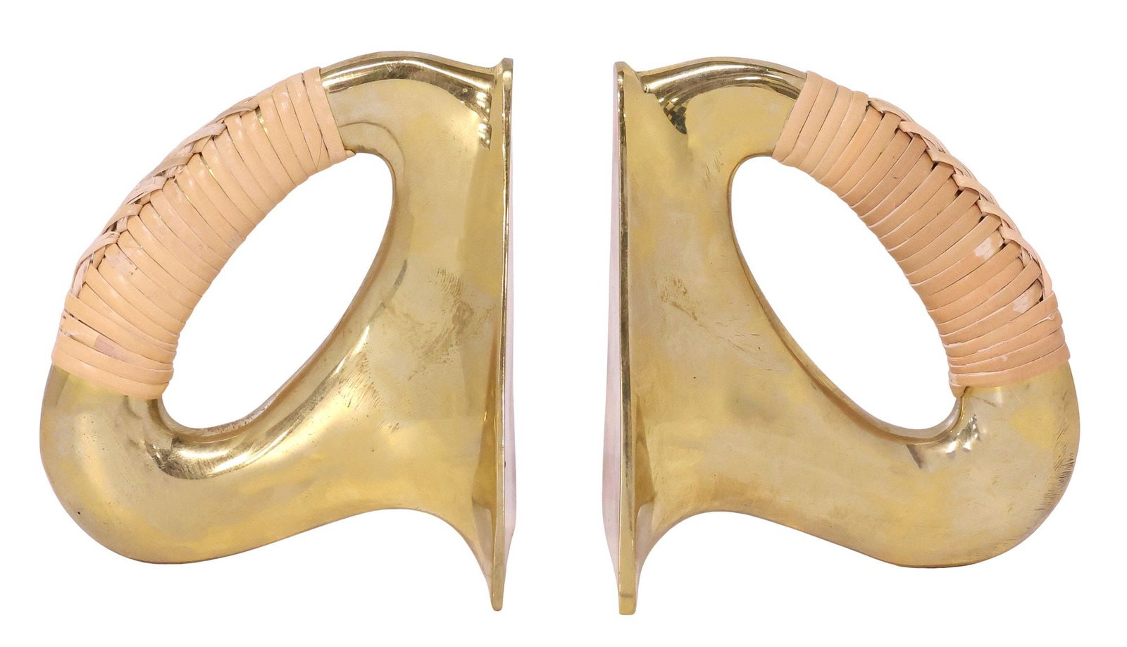 (2) CARL AUBOCK II (1900-1957) SCULPTURAL BRASS BOOKENDS, MODEL 3530 (1 of 6)