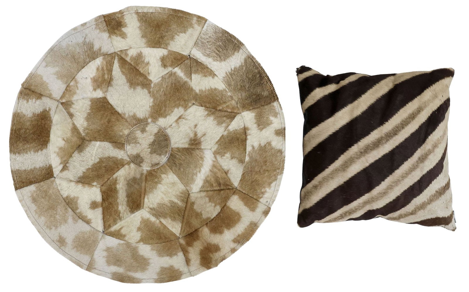 (2) TAXIDERMY PATCHWORK HIDE RUG & ZEBRA THROW PILLOW (1 of 5)